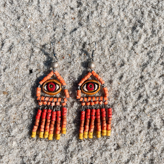 Beaded Eye Earrings ~ Bergamot