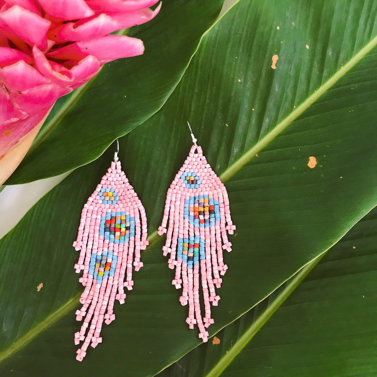 Beaded Earrings ~ Cotton Candy