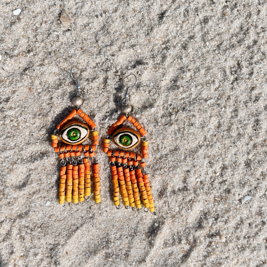 Beaded Eye Earrings ~ Citrus